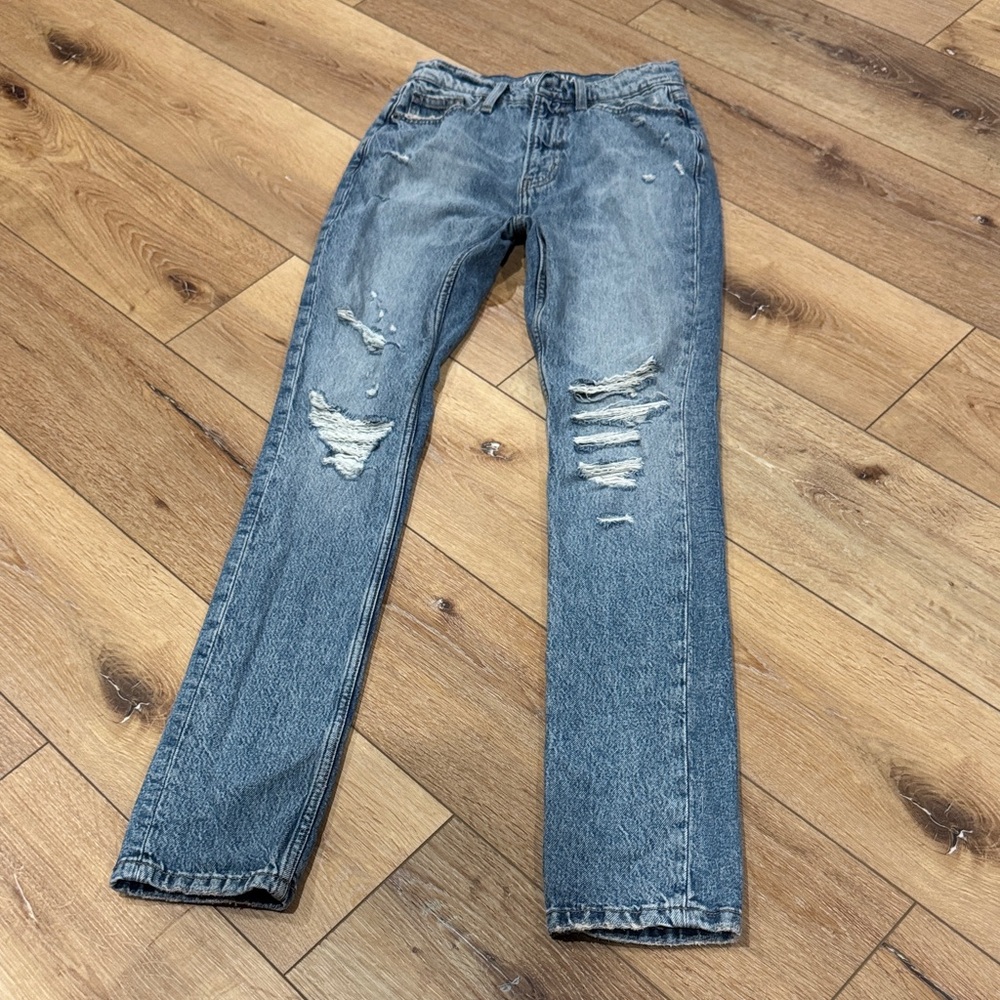 Arizona Distressed Blue Jeans highest rise drainpipe Jean size 2 - Picture 4 of 8